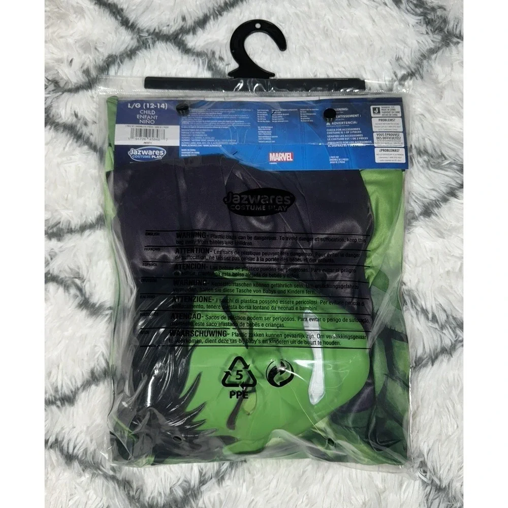 MARVEL The Hulk Avengers Jumpsuit Mask Costume Cosplay Child L (12-14) *NEW*